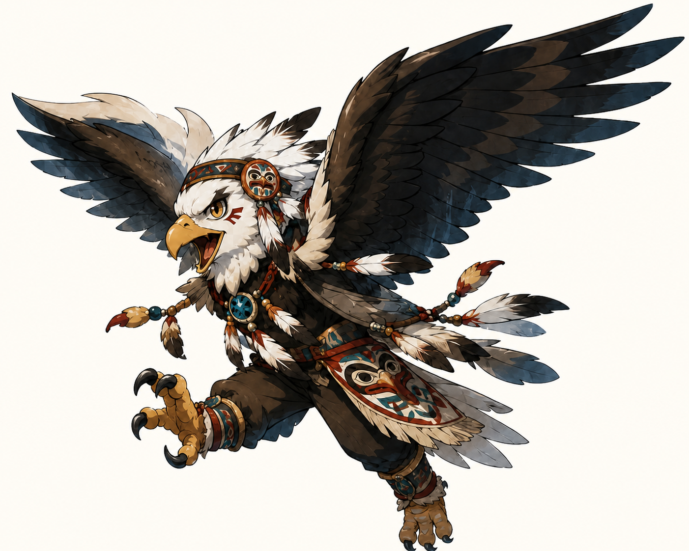 Bald eagle safety mascot flying into action.
