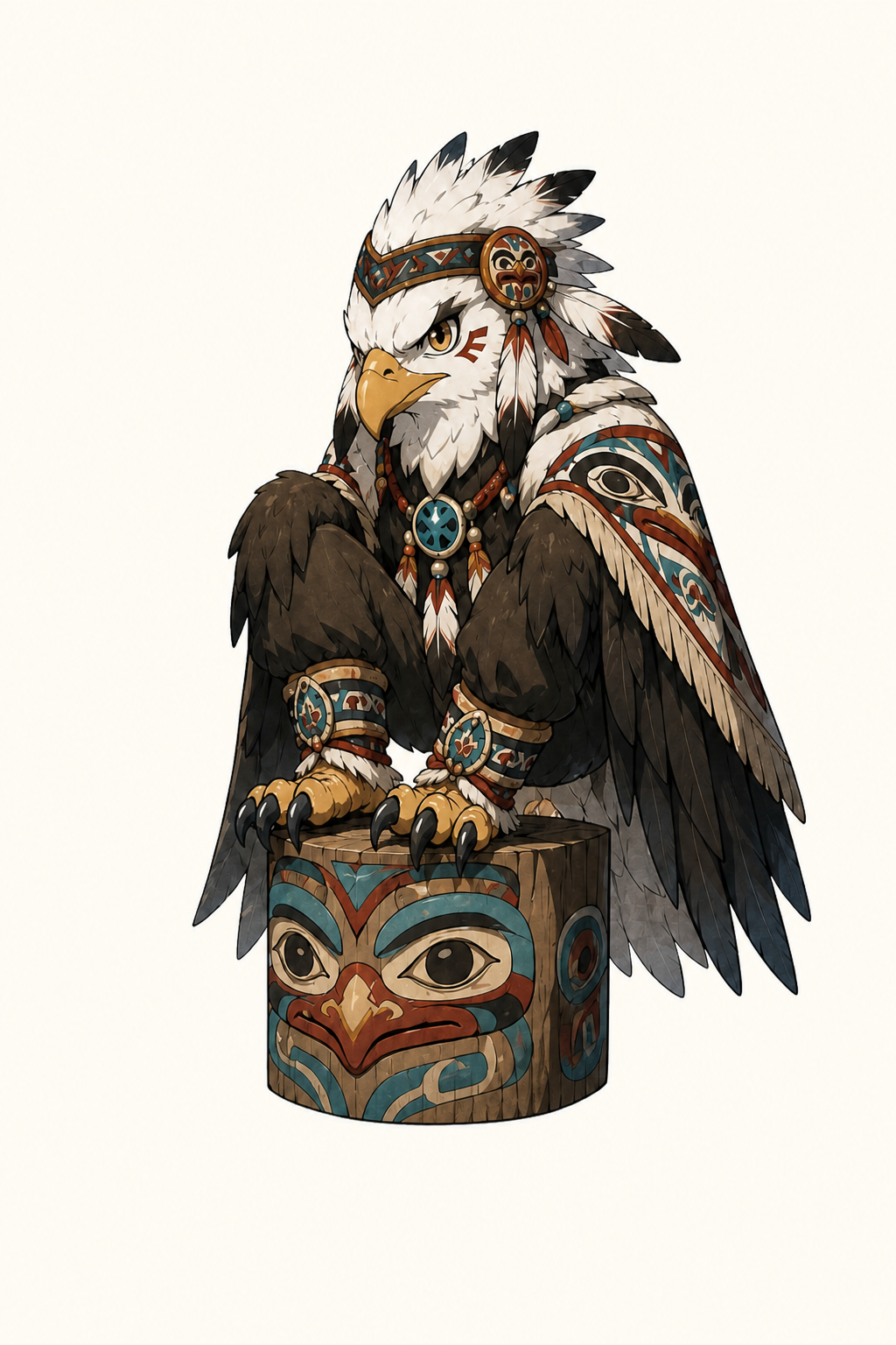 Watchful bald eagle safety mascot.